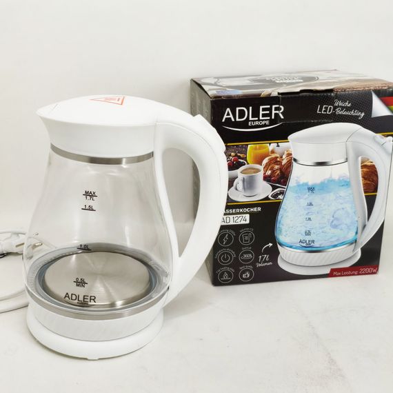 Чайник электро подсветка Adler AD 1274 1.7л 2200Вт, Электрический чайник с индикатором уровня воды XY-44 | Зображення 4