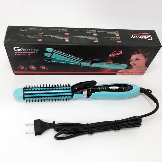 Плойка-праска 3в1 Geemy GM-2922 Плойка для створення об'ємних зачісок, Стайлер для завивки. Колір: блакитний | Зображення 3