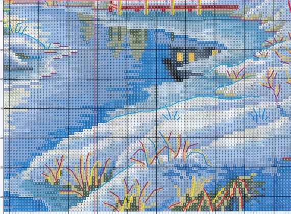 Набор для вышивания по нанесённой на канву схеме "Snowscape 7 ". AIDA 14CT printed , 55*34 см | Зображення 4