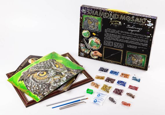 Креативна творчість "Діамантовий живопис. DIAMOND MOSAIC" DM-02 Danko Toys Сова Вид 1 | Зображення 1