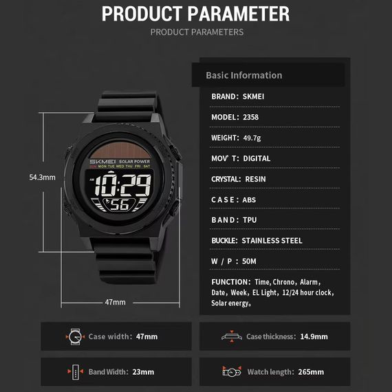 Годинник наручний чоловічий SKMEI 2358BKBK | Зображення 2