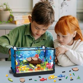 Конструктор A-Toys 7024 "Аквариум с черепахой рыбами и растениями" 753 дет со светом