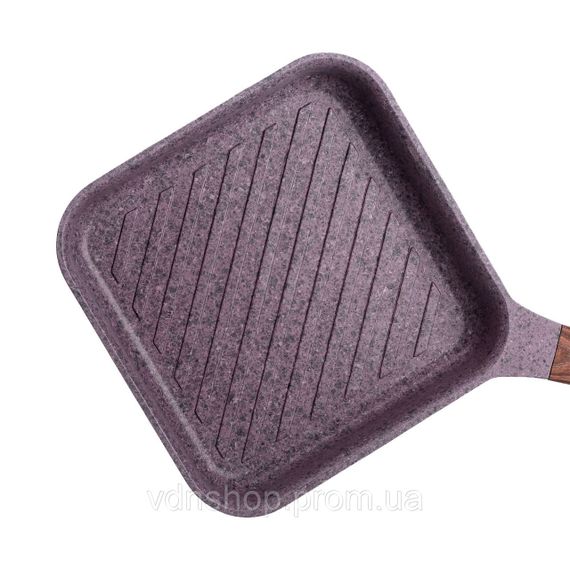 Сковорода-гриль алюмінієва, квадратна, 2,5 літри, з антипригарним покриттям, 24 см, MGC Purple HP-4-443M | Зображення 1