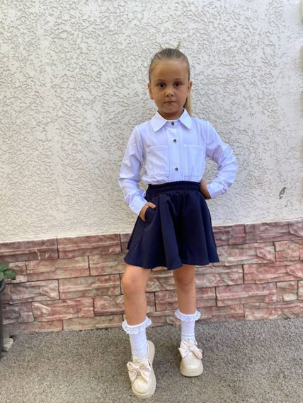 Дитяча шкільна спідниця-шорти на дівчинку колір темно-синій розмір 128, SBR130