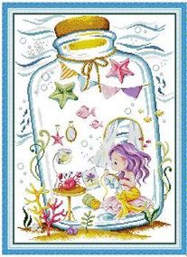 Набір для вишивання за нанесеною на канву схемою "Mermaid's Boudoir 2". AIDA 14CT printed 40*54 см