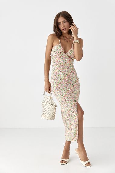 Квітковий сарафан на бретелях - рожевий цвет, M (є розміри) | Зображення 4