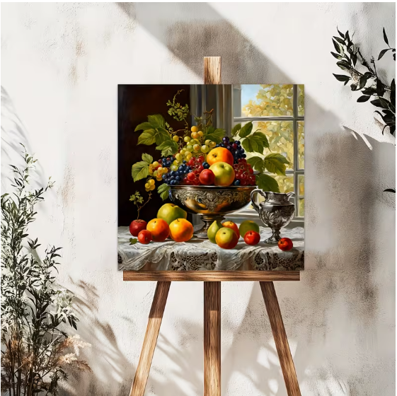 Набор для вышивки крестом JOZYSH "Натюрморт с фруктами и серебром" 14CT, 40x40 см, канва Аида с нанесенным рисунком | Зображення 8
