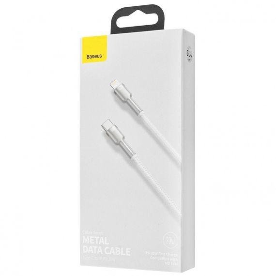 Кабель Baseus Cafule Type-C to Lightning PD 20W (1m), Білий, 1.0 м | Зображення 1