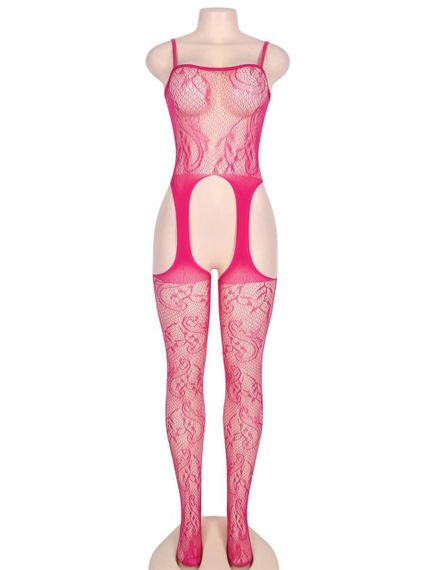 Бодистокинг ажурный с имитацией чулков Star Night розовый XS-M sexstyle | Зображення 3