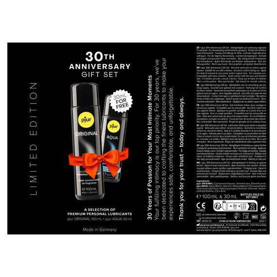 Юбилейный набор лубрикантов pjur 30th Anniversary Gift Set: Original 100 мл и Aqua 30 мл | Зображення 3