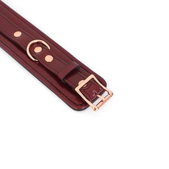 Шкіряні наручники Liebe Seele Wine Red Wrist Cuffs, знімний ланцюжок-кріплення | Зображення 6