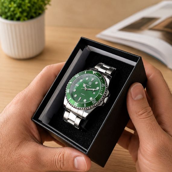 Чоловічий годинник Benyar BY-5223 Silver-Green зі сталевим браслетом та зеленим циферблатом | Зображення 6
