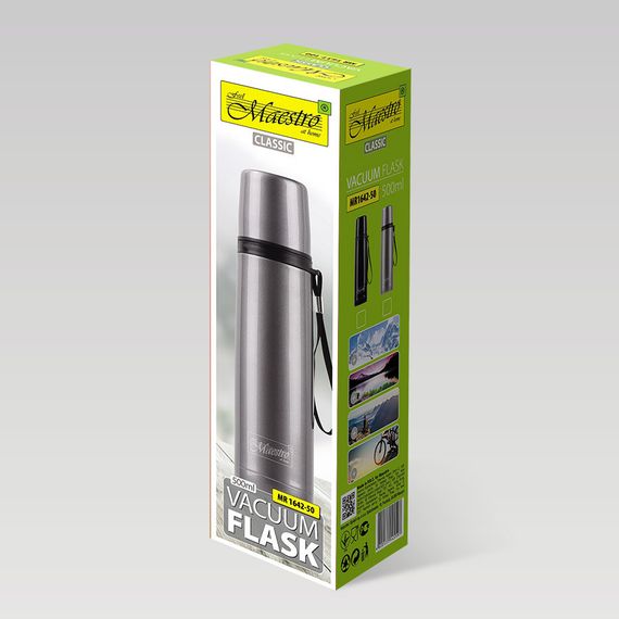 Термос для напитков 500 мл Maestro MR-1642-50 нержавеющая сталь серый сохраняет тепло и холод | Зображення 2