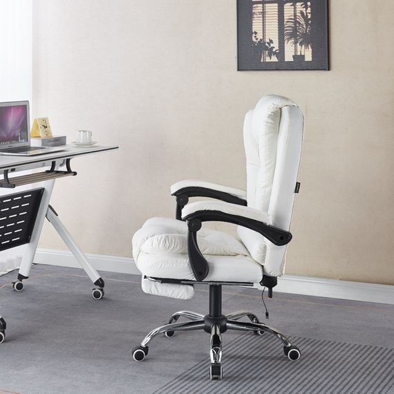 Крісло офісне з масажем та підставкою для ніг Bonro Бонро B-6071 біле (42412121) | Зображення 2