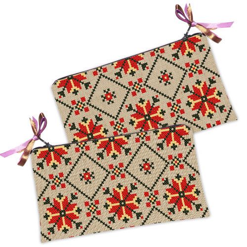 Косметичка жіноча Український орнамент на сірому фоні 20х12 см (K_15UKR023)