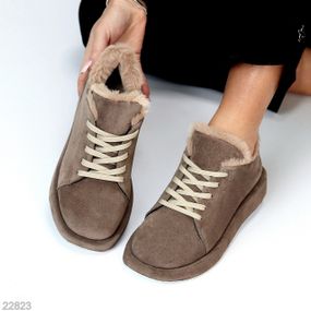 Мега стильные теплые туфли автоледи натуральная замша цвет визон 39