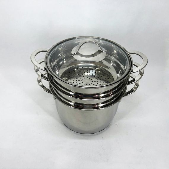 Кастрюля пароварка-мантоварка LB-1863C с нержавеющей стали с стеклянной крышкой XE-382 4,7 л | Зображення 6