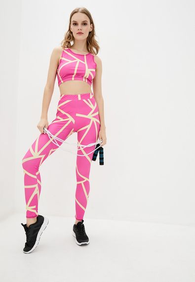 Спортивний топ 4Profi без рукавів з принтом "Геометрія" фуксія/жовтий розмір XS біфлекс 17319 | Зображення 2