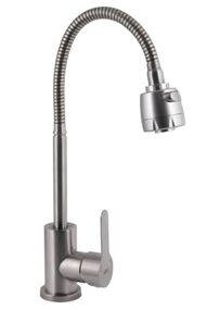 Змішувач для кухні Brinex Pure 015F41 з гнучким виливом Nickel BRIPUR015F41NKL