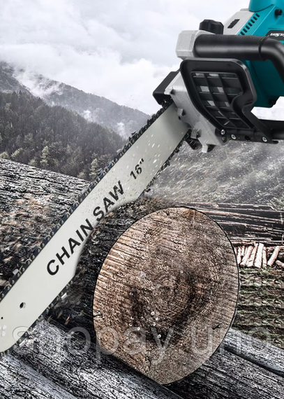 Акумуляторна ланцюгова пилка Electric SAW 16 дюймів + 2 акумулятори потужна електропилка BLUE | Зображення 2
