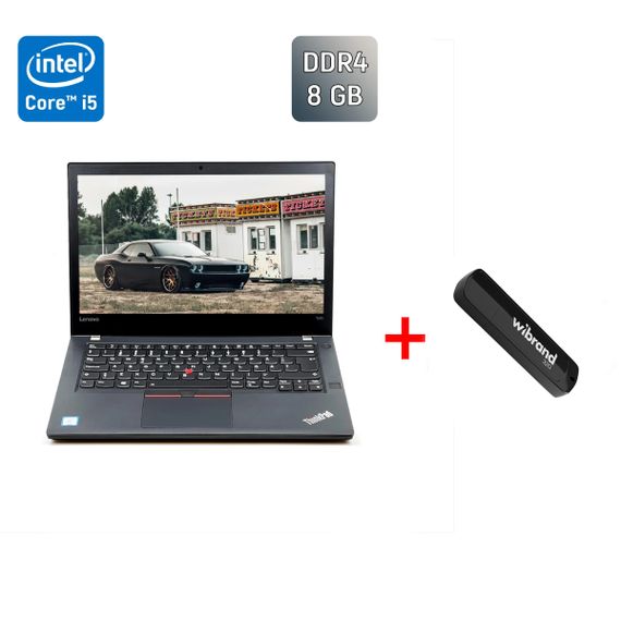Ультрабук Б-клас Lenovo ThinkPad T470 / 14" (1920x1080) IPS / Intel Core i5-6300U (2 (4) ядра по 2.4 - 3.0 GHz) / 8 GB DDR4 / 300 GB SSD / Intel HD Graphics 520 / WebCam / Fingerprint / Windows 10 б/в + Подарунок Флеш-накопичувач USB 32 GB
