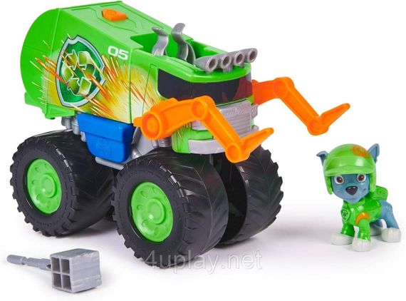 Paw Patrol Rescue Wheels Рятувальний сміттєвоз з водієм Роккі серії Мега колеса Щенячий патруль Оригінал | Зображення 2