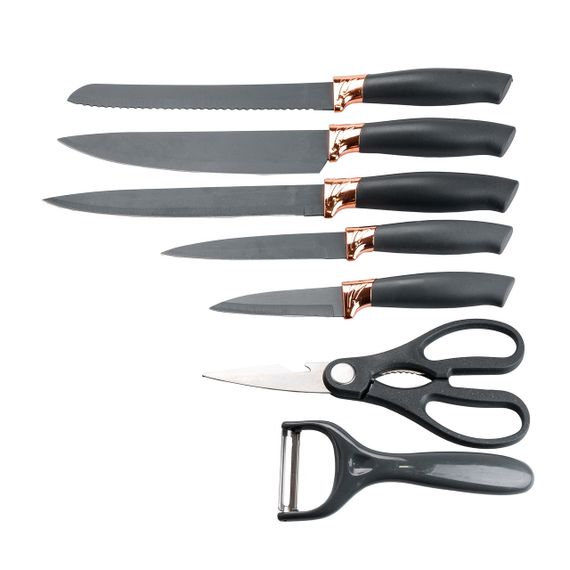 Набор кухонных ножей 5 штук с ножницами и овощечисткой 33/23.5/24.5/19.5 см Черный HP27476 | Зображення 8