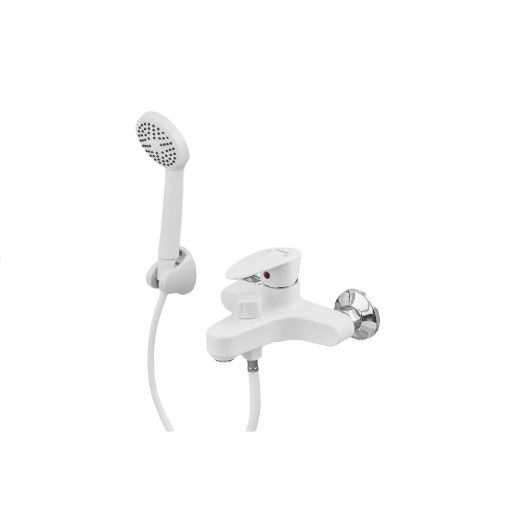 Змішувач для ванни Plamix CEZAR-009 EURO SET White, зі шлангом, лійкою та кронштейном (PM0692) | Зображення 5