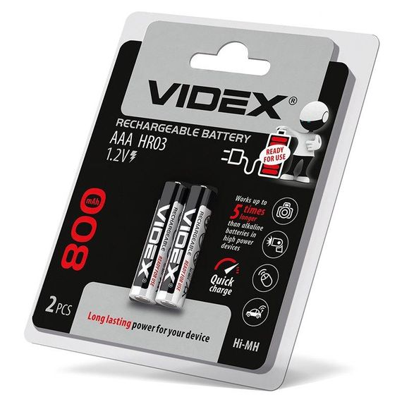 Акумулятори Videx HR03/AAA 800mAh double blister/2шт | Зображення 1