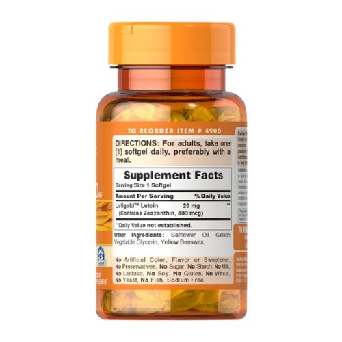 Лютеїн Puritan's Pride Lutein 20 mg with Zeaxanthin 60 Softgels | Зображення 1