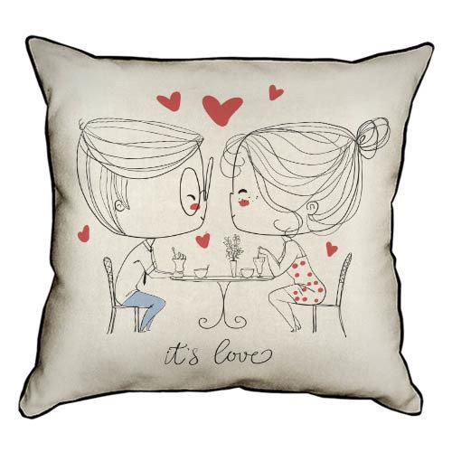 Подушка з мішковини It`s love 45x45 см (45PHB_18L025_WH)