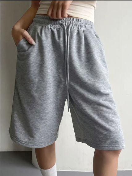 Женские длинные шорты оверсайз широкие свободные SSH710 цвет серый, размер onesize 42/46 | Зображення 3