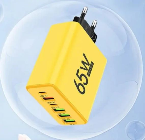 Зарядний пристрій для телефону (65W), 1xUSB + 2хType-C / Адаптер для заряджання / Швидка зарядка для смартфона | Зображення 8