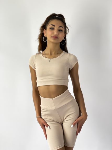 Велосипедки Baysho Рубчик, Бежевий, XS | Зображення 4
