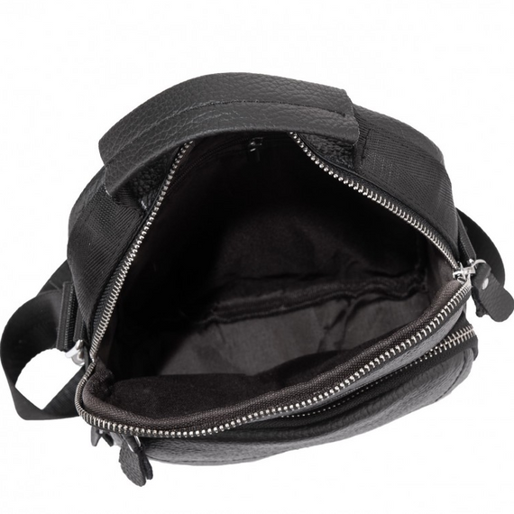 Чоловічий шкіряний месенджер через плече чорний Tiding Bag A25F-1519A | Зображення 5