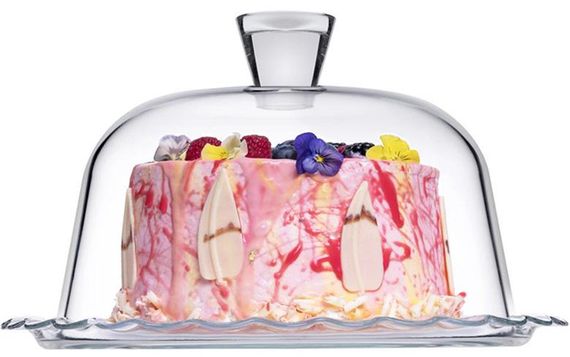 Блюдо Patisserie Ø27см з бортом і зі скляною кришкою-ковпаком | Зображення 1