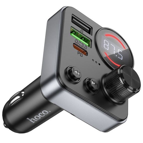 АЗП FM модулятор Hoco E86 Alegria PD30W+QC3.0 total 48W (2USB-A/1C) Black | Зображення 1