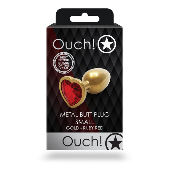 Анальна пробка - Ouch! Metal Butt Plug Small Gold/Ruby Red Sex Aura | Зображення 6