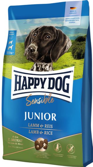 Сухий корм для цуценят з ягнятком Happy Dog Sensible Junior Lamb & Rice, 4 кг