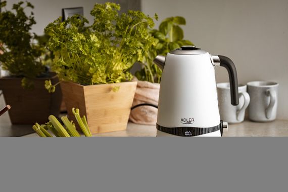 Електрочайник з нержавіючої сталі Adler AD 1295 білий 1,7 л, 2200 Вт, з регулюванням температури | Зображення 8