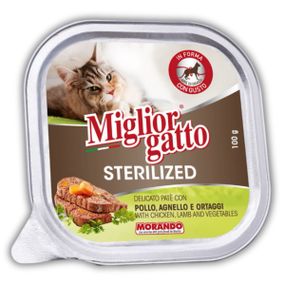 Вологий корм для стерилізованих котів з куркою та ягням Morando Migliorgatto Sterilized, 100 гр