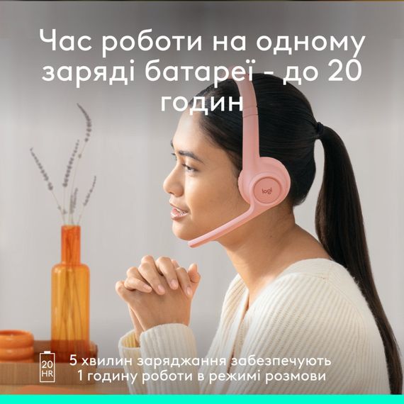 Навушники Logitech Zone 300 Bluetooth Rose (981-001412) | Зображення 4