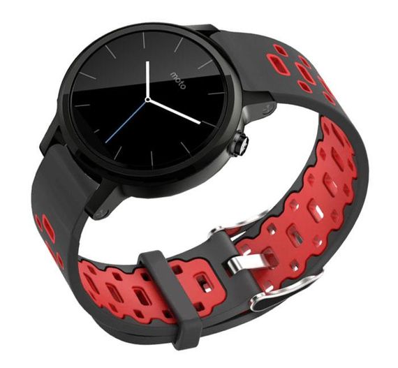 Спортивний ремінець Primo Perfor Classic для годинника Motorola Moto 360 2nd gen (42 mm ) - Black&Red | Зображення 1