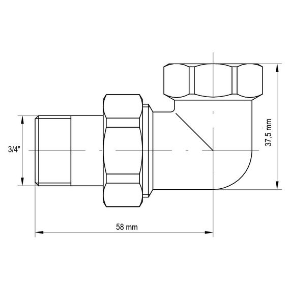 Згін американка 3/4 "кутовий Koer KR.342 (KR0143) | Зображення 3