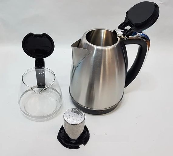 Комплект электрочайник с заварником на подставке из нержавеющей стали Rainberg RB-2504 | Зображення 1