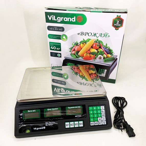 Ваги торговельні ViLgrand VES-6V-40 40 кг з калькулятором та акумулятором | Зображення 1