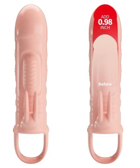 Подовжуюча насадка з вібростимуляцією (на 2,5 см) PRETTY LOVE - PENIS SLEEVE Sloane, BI-026243 sexstyle | Зображення 2