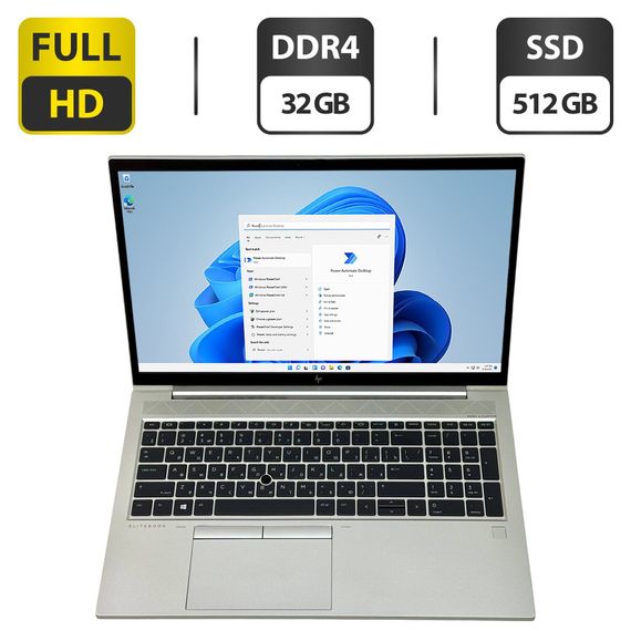 Ультрабук Б-клас HP EliteBook 850 G7 / 15.6" (1920x1080) IPS / Intel Core i7-10610U (4 (8) ядра по 1.8 - 4.9 GHz) / 32 GB DDR4 / 512 GB SSD / Intel UHD Graphics / WebCam / Windows 11 Pro б/в