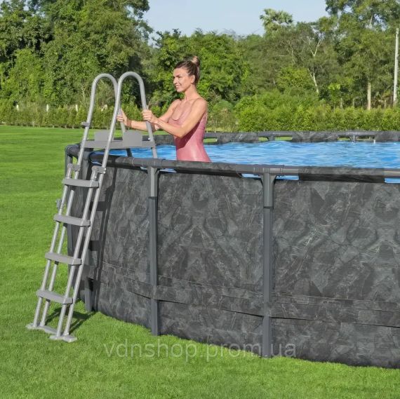 Каркасний круглий басейн 549х132 см на 26 000 л з фільтр-насосом, сходами, тентом Bestway 561KC | Зображення 5