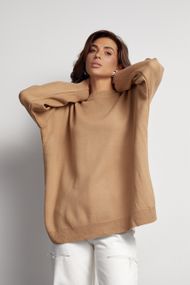 Женский однотонный джемпер oversize кроя - светло-коричневый цвет, M (есть размеры)